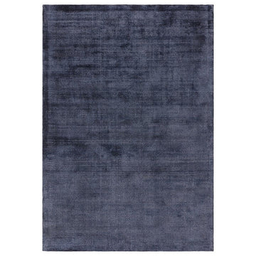 Aston Modern Plain Distressed Shimmer Hand-Woven Textured Loop Pile Viscose Flatweave Navy Rug-Asiatic Carpets-Rug Love - The Most Loved Rug Store